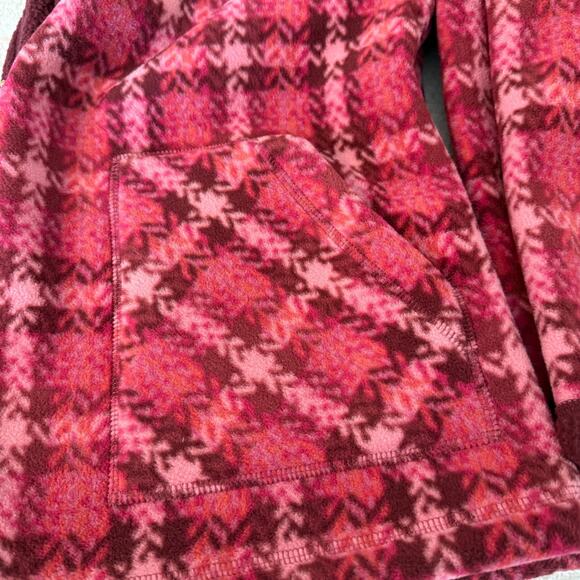 Isaac Mizrahi Live Womens Red Plaid Fleece Full Button Jacket Med Walking - Picture 9 of 13